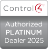 A digital badge displaying “C4 Dealer Status 2025 Platinum” in bold, modern typography against a polished, metallic background.