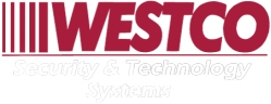A red &ldquo;WESTCO&rdquo; wordmark with a stack of vertical bars to the left, and the white text &ldquo;Security & Technology Systems&rdquo; below, set against a dark or transparent background.