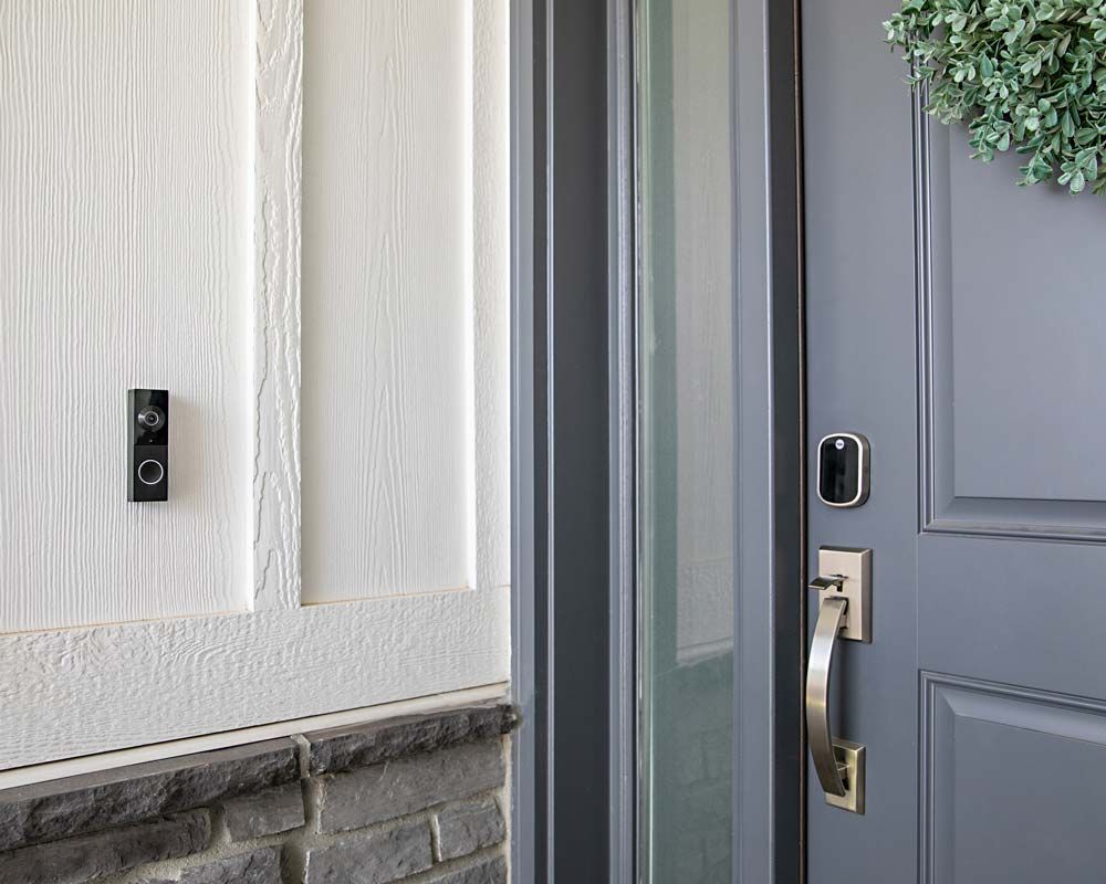 A Control4 interface displaying controls for locks and security cameras, enhancing home security and monitoring.